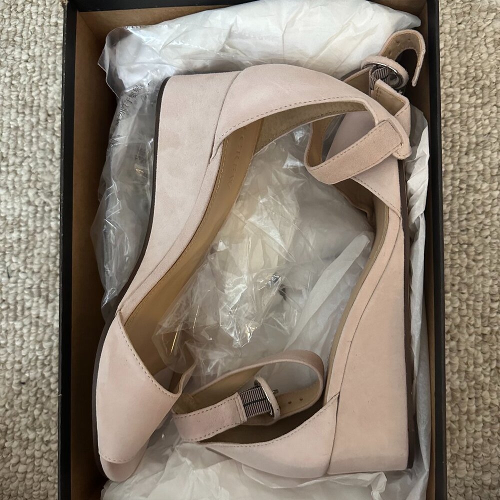 J. Crew Blush Pink Suede Wedge Sandals